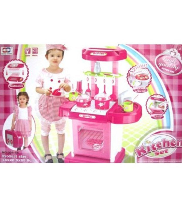 pink plastic kitchen set