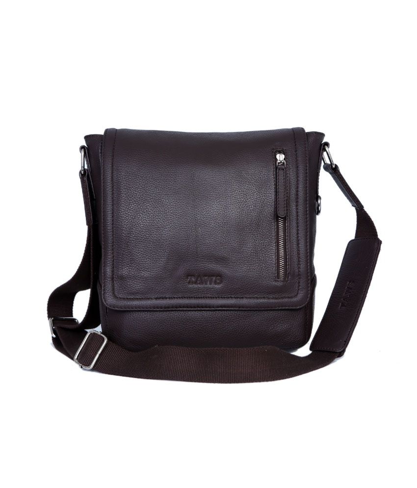 Taws Brown Leather Cross Body Bag For Men - Buy Taws Brown Leather ...