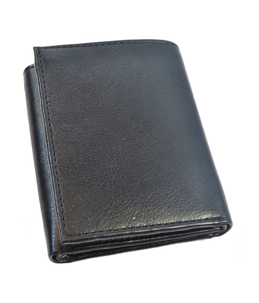 Modish Genuine Leather Trifold Wallet For Men - Black: Buy Online at ...