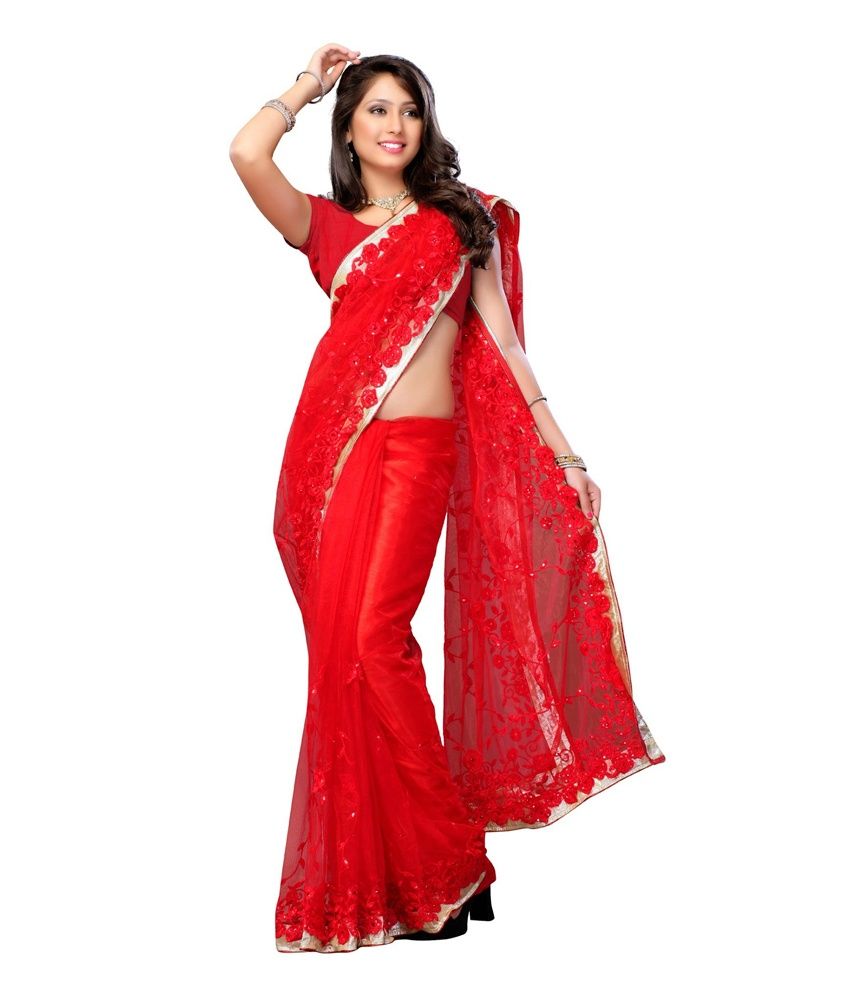 myntra red saree