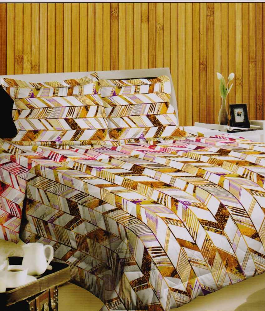 Portico Double Bedsheet With 2 Pillow Coversmulti Buy Portico Double