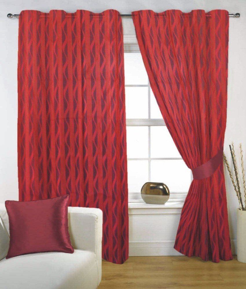 Fabutex Single Door Eyelet Curtain Abstract Red