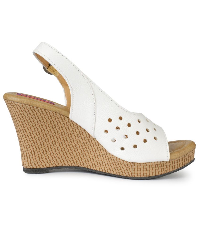 Fiorella Voguish White Heeled Sandals Price in India- Buy Fiorella Voguish White Heeled Sandals 