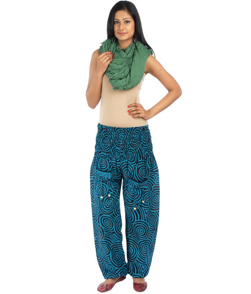 Buy G S Sky Blue Cotton Long Printed Pajama Online at Best Prices in ...