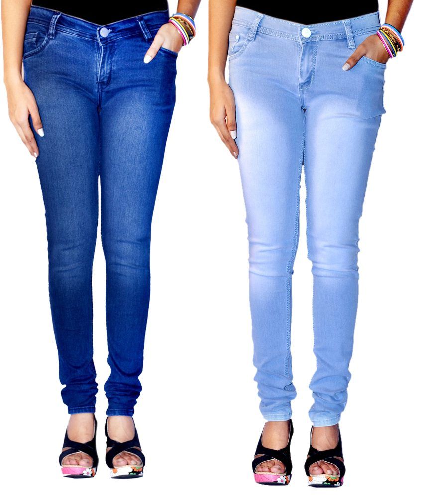 Haltung Faded Multi Color Women Denim Lycra Skinny Fit Jeans Combo Of 2 - Buy Haltung Faded 