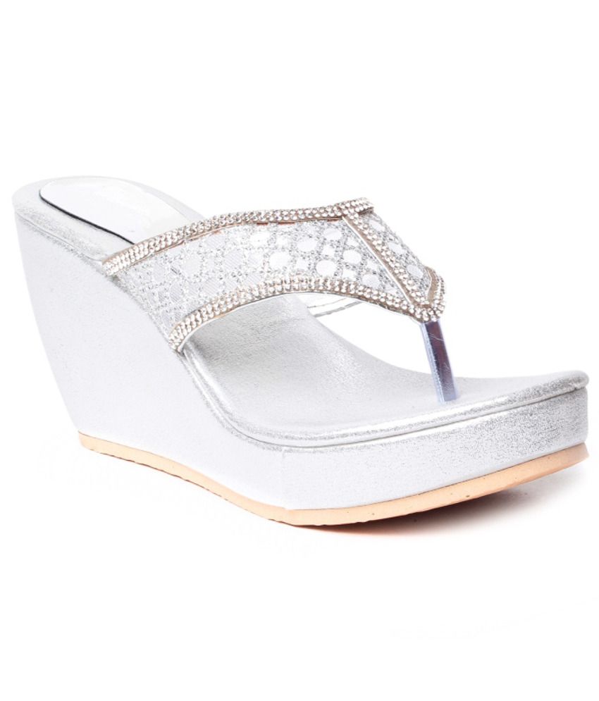 HighStreet Gorgeous Silver Heeled Slip-on Price in India- Buy ...