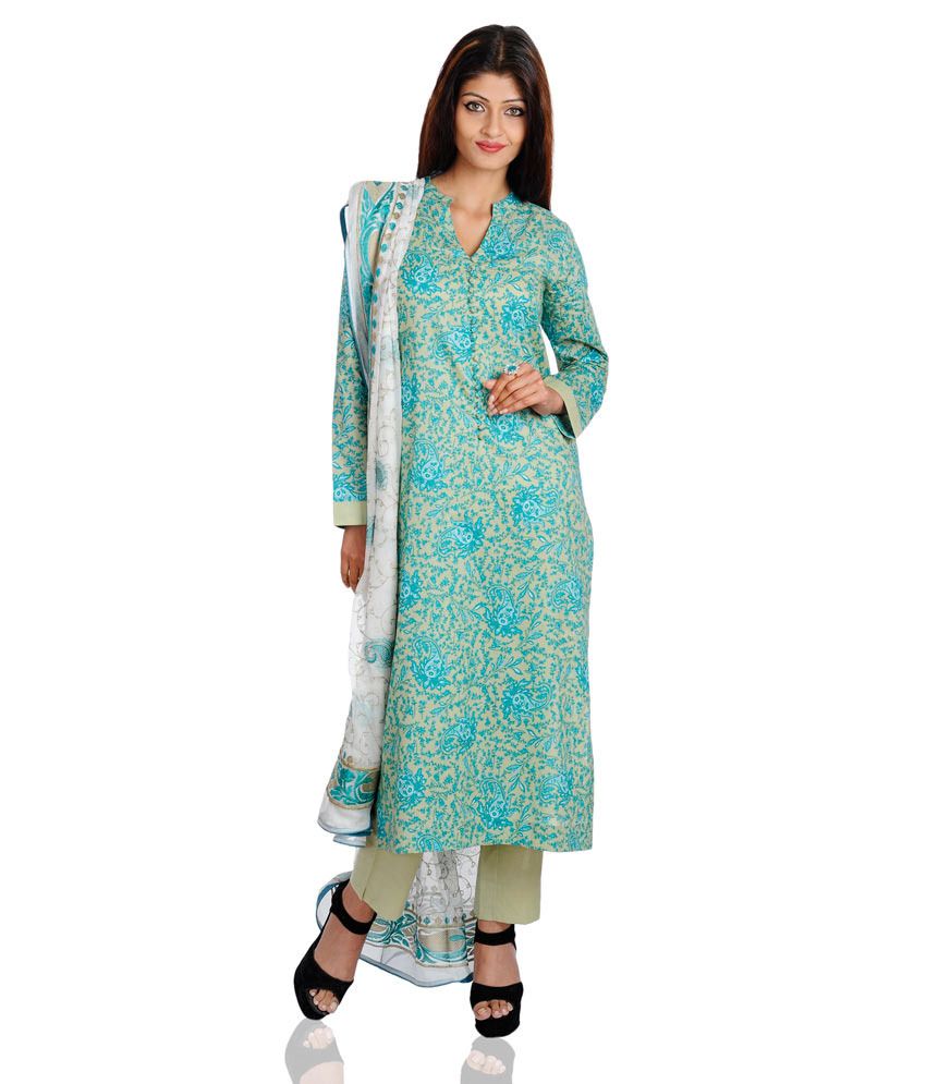 The Lahore Shop Multi Color Cotton Unstitched Dress Material Buy The