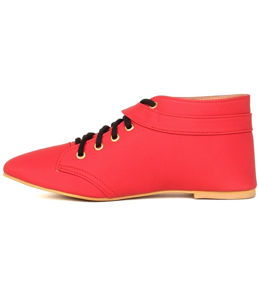 red flat heel shoes