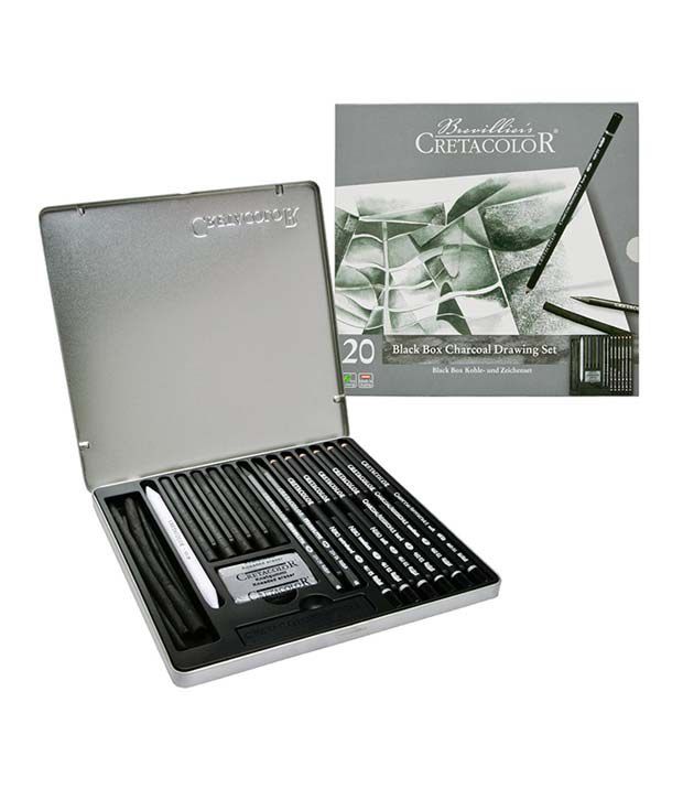     			Cretacolor Black Box Charcoal Drawing Set of 20 - Tin Box