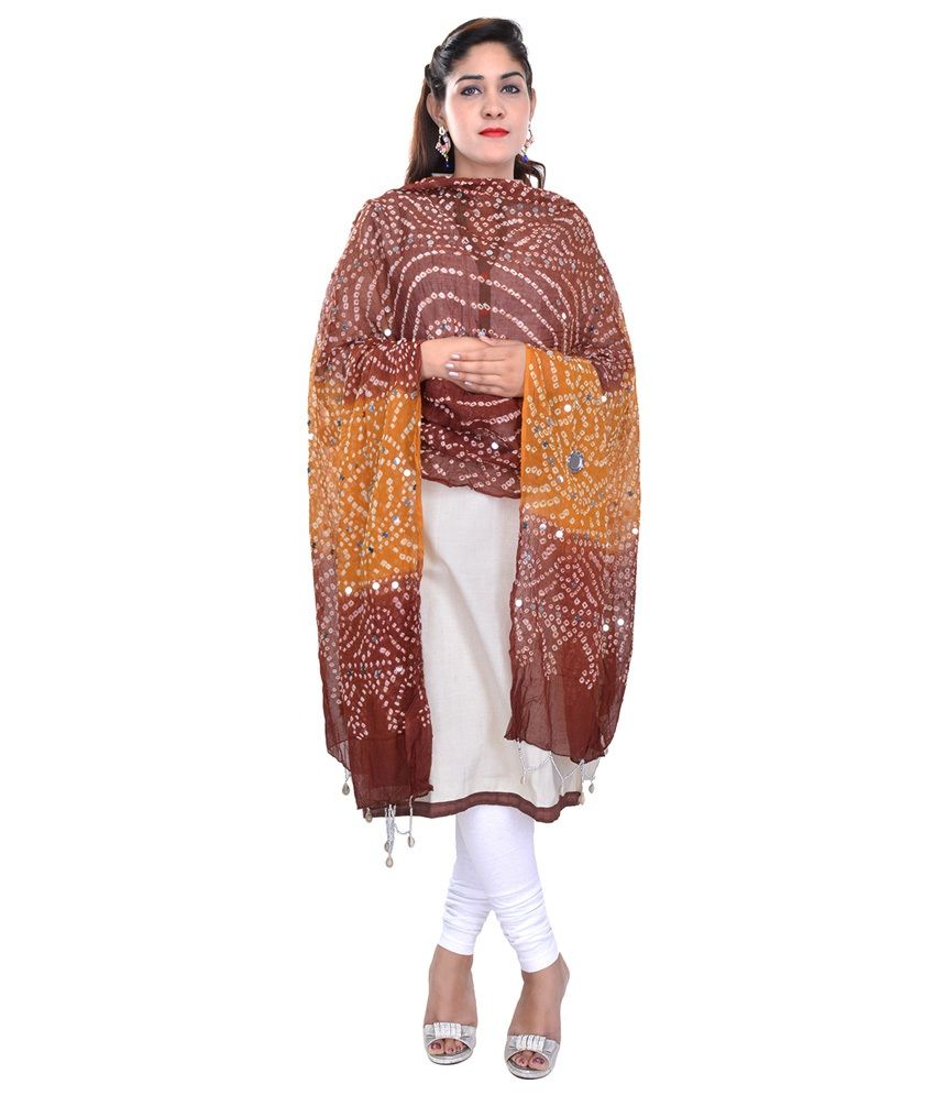 Rajasthani Sarees Brown Bandhani Cotton Dupatta Price in India - Buy ...