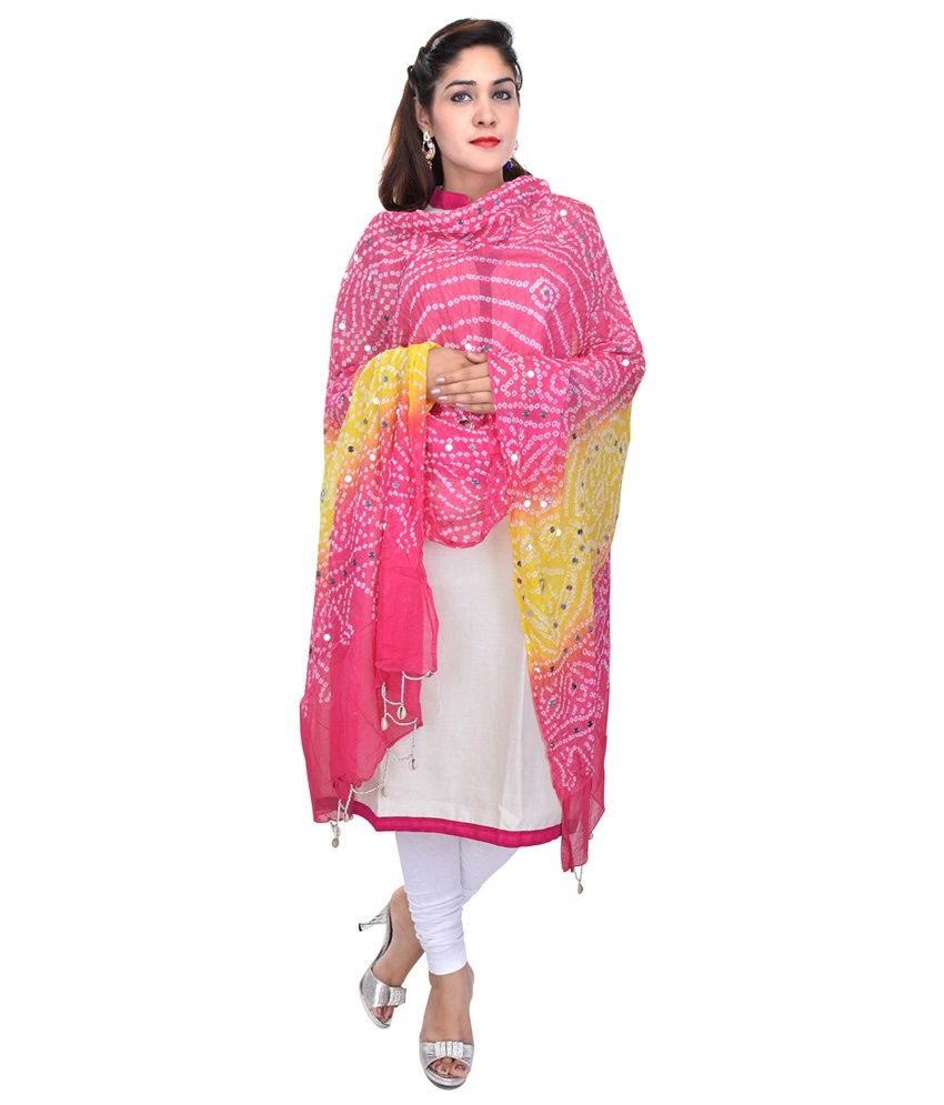 Rajasthani Sarees Pink Bandhani Cotton Dupatta Price in India - Buy ...