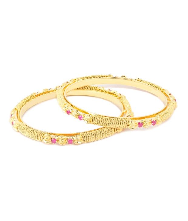 Vk Jewels Curvy Gold Plated Bangles Buy Vk Jewels Curvy Gold Plated