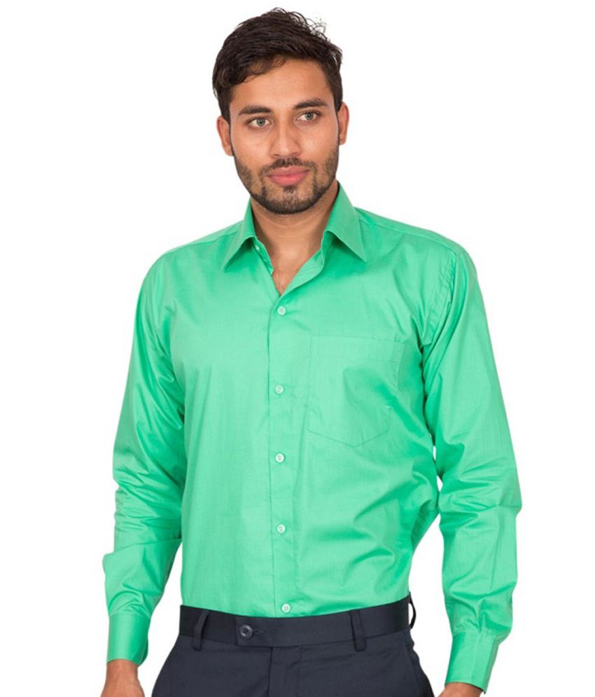 Louis Lawrence Green Cotton Blend Solids Formal Men's shirt - Buy Louis ...