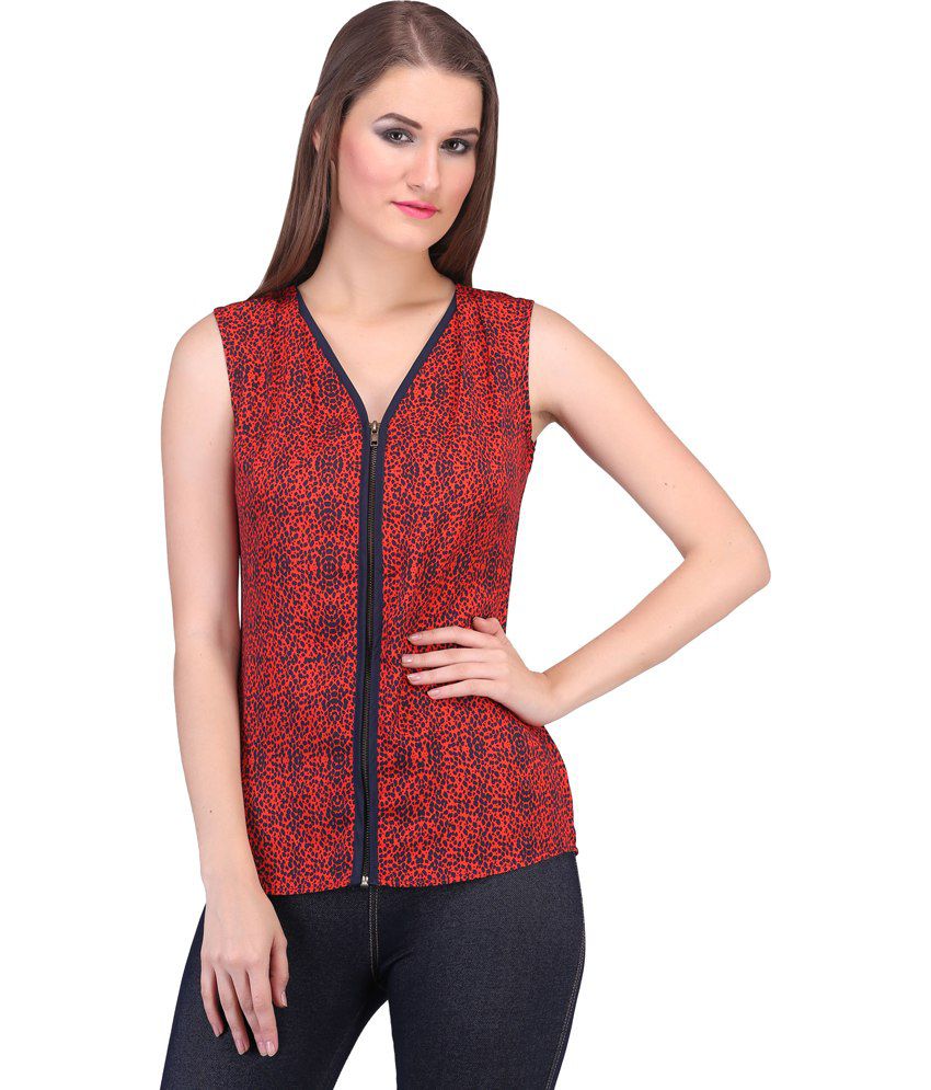     			Rute Red Poly Crepe Tops