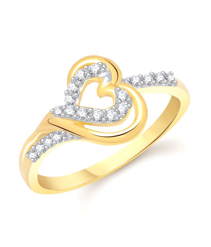 VK Jewels Divine Love Dual Heart Shape Gold and Rhodium Plated Ring ...