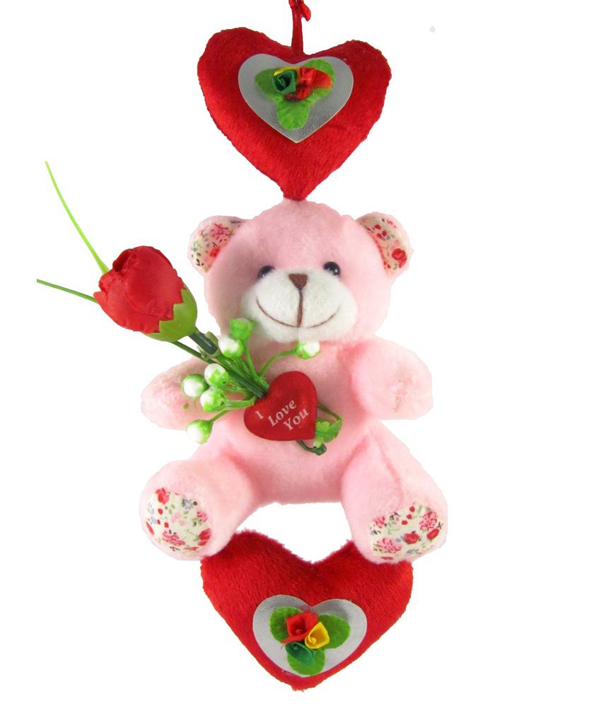     			Tickles Pink Teddy Hanging with Heart Stuffed Soft Plush Toy Kids Birthday 20 cm