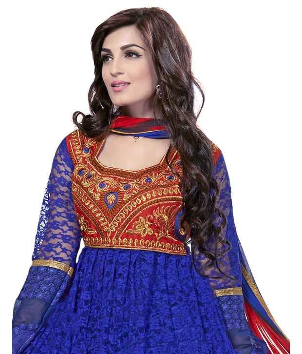 Surat Tex Blue Color Traditional Wear Embroidered Semi-Stitched ...
