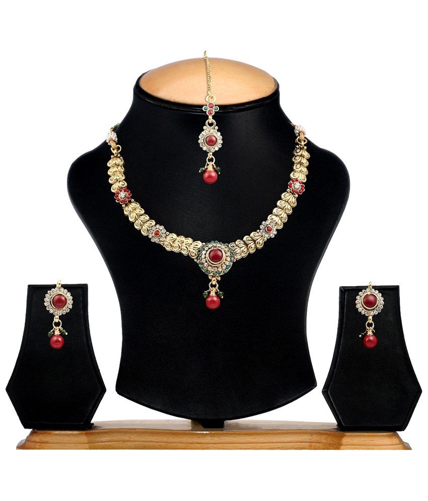 Ethnic Jewels Appealing Multicolour Necklace Set With Maang Tika Buy Ethnic Jewels Appealing 6050