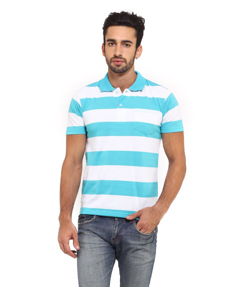 I-VOC Men's Blue Striped Polo T-Shirt - Buy I-VOC Men's Blue Striped ...
