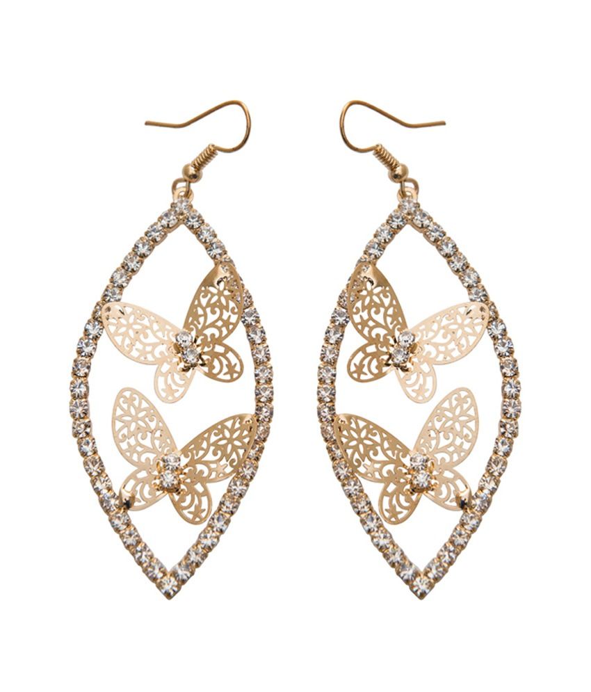 Taj Pearl Stylish Erfly Gold Color Earrings Taj Pearl Stylish Erfly Gold Color Earrings