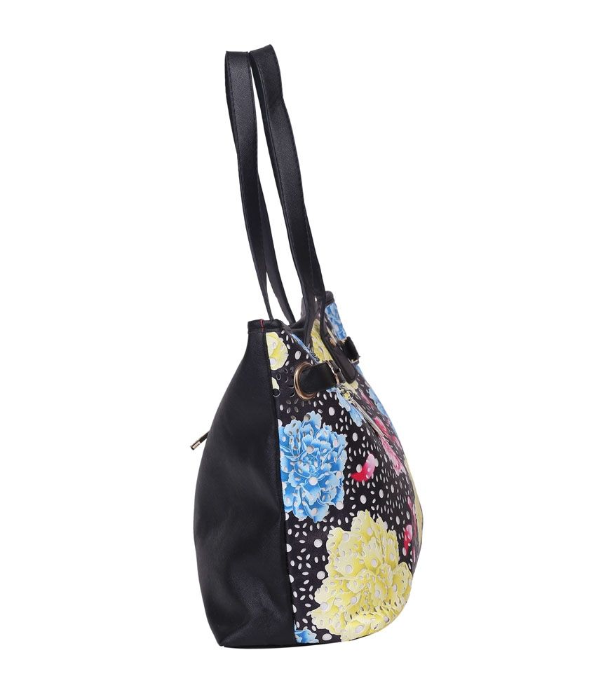 Adara Black Faux Leather Hand Bag - Buy Adara Black Faux Leather Hand