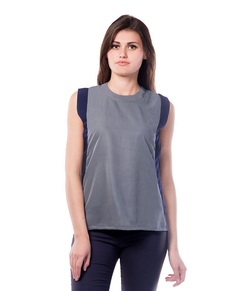     			Miss Chase Poly Crepe Regular Tops - Grey