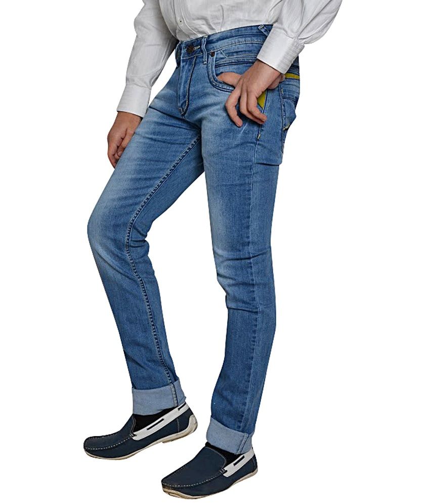Pointer Blue Cotton Blend Slim Jeans Buy Pointer Blue Cotton Blend Slim Jeans Online at Best