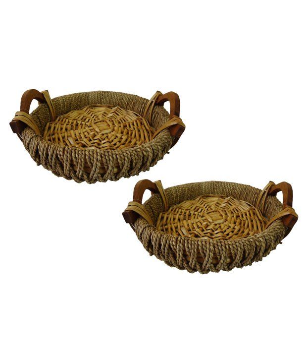 THW Medium Bread Basket Or Roti Tokri Set With Wooden Handle Buy