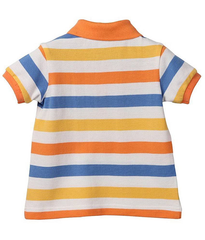 Beebay Orange & Blue Stripped Polo T Shirt - Buy Beebay Orange & Blue ...