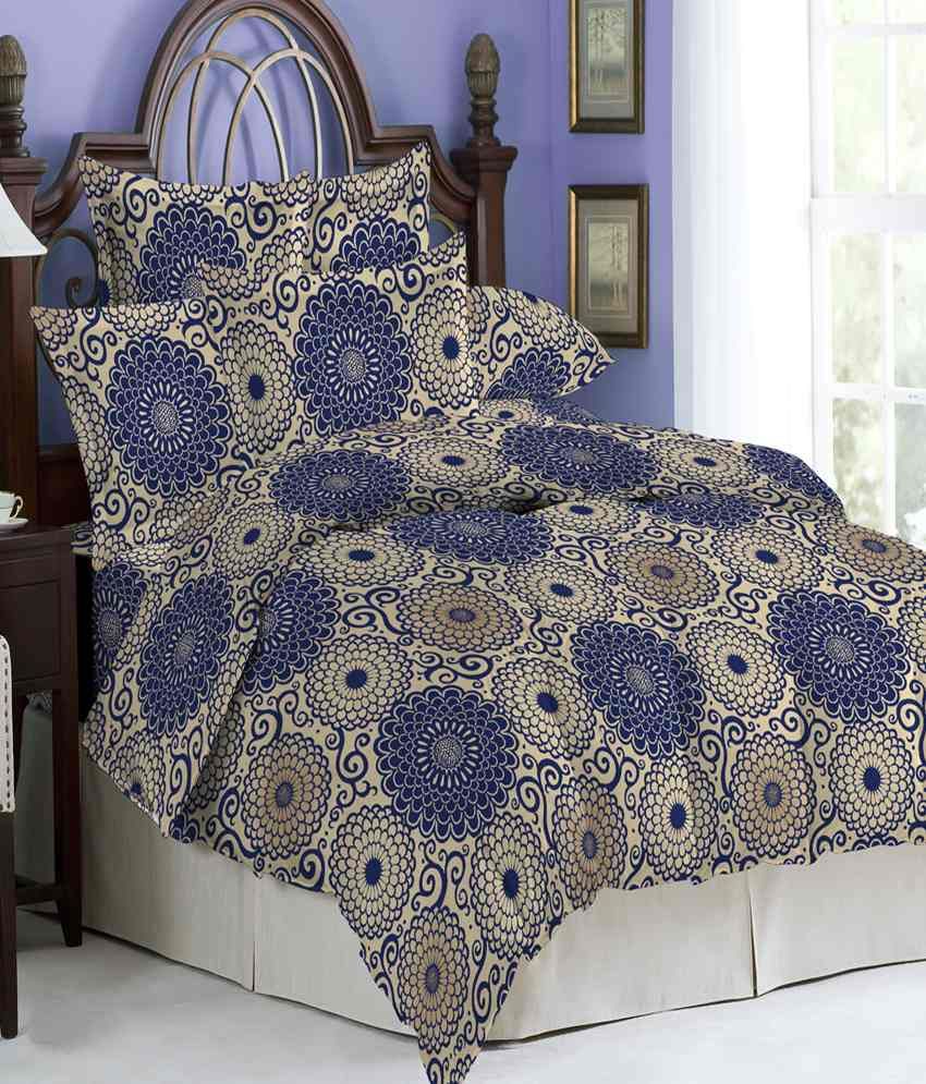 Bombay Dyeing Bluebird Double Bed Sheet With 2 Pillow Covers Yellow ...