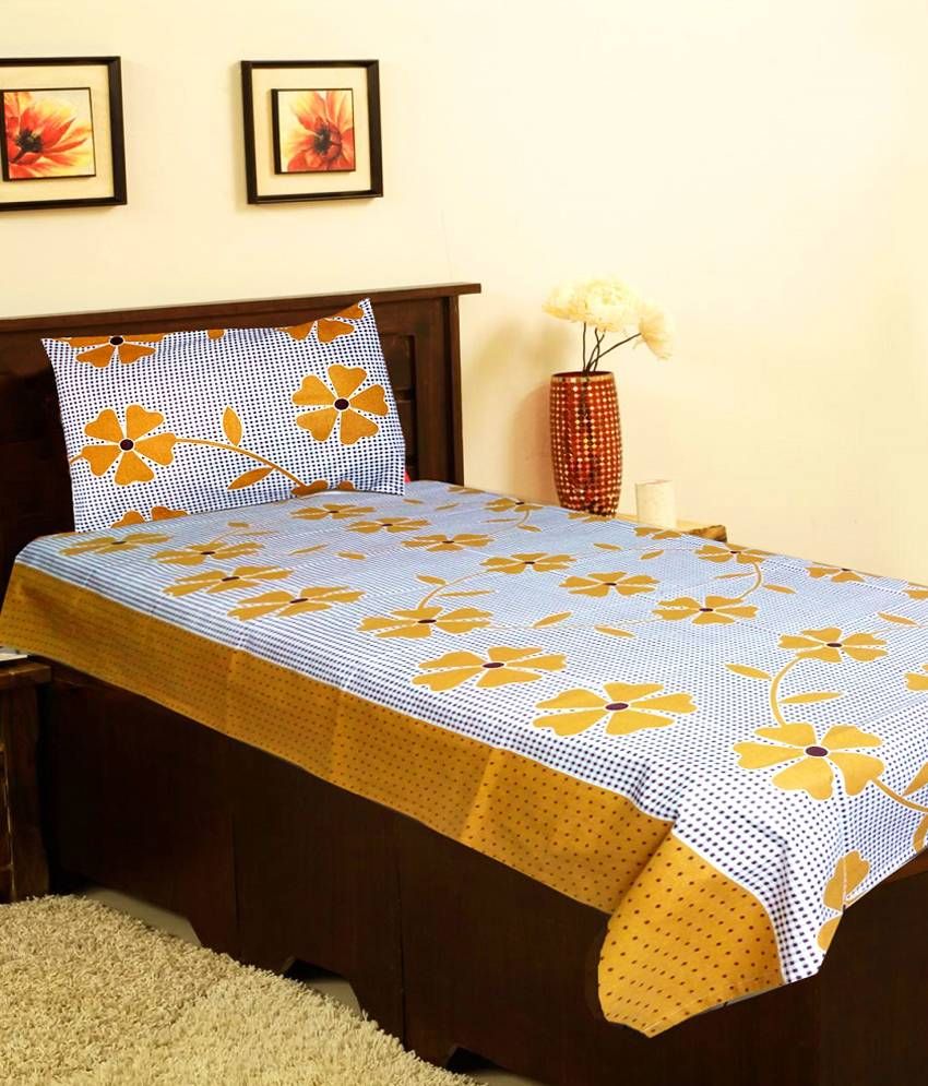 Homefab India Premium Yellow Cotton Single Bed Sheet - Buy ...