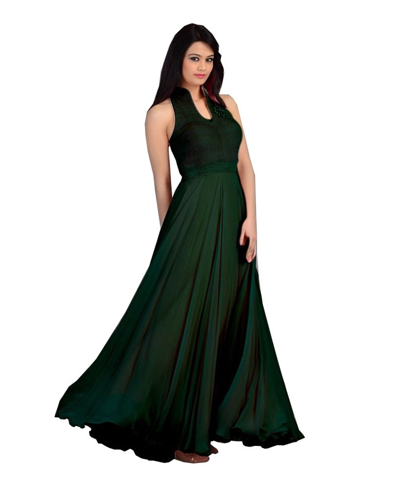 credit number card in hdfc change for form mobile Fashion Unstitched Material Anarkali Gown Green Georgette Pearl Dress