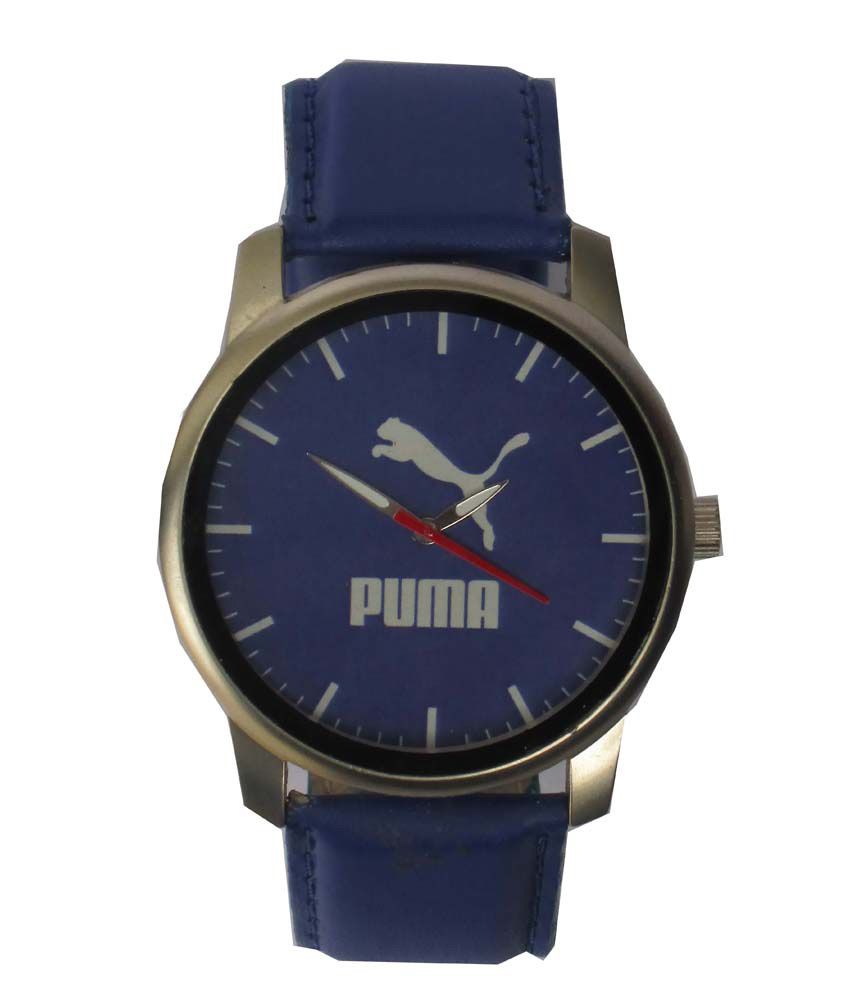 Puma Blue Leather Analog Sports Watch 