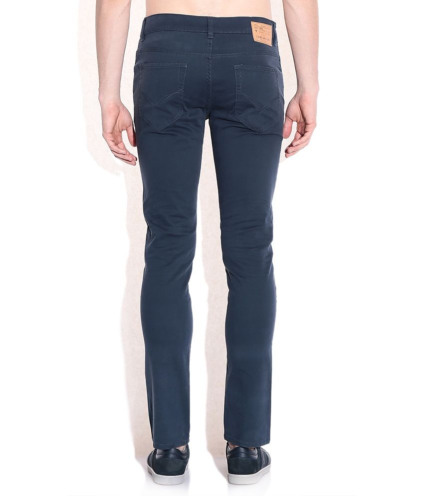 ladies navy slim fit trousers