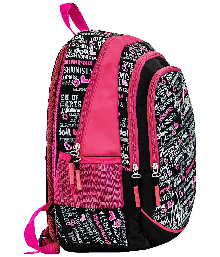 Genius Black & Pink Backpack ,With a Free LunchBox worth Rs 149 Buy