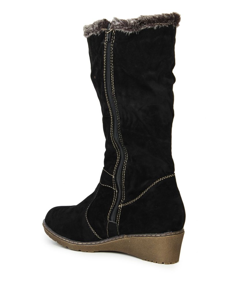 flat knee length suede boots