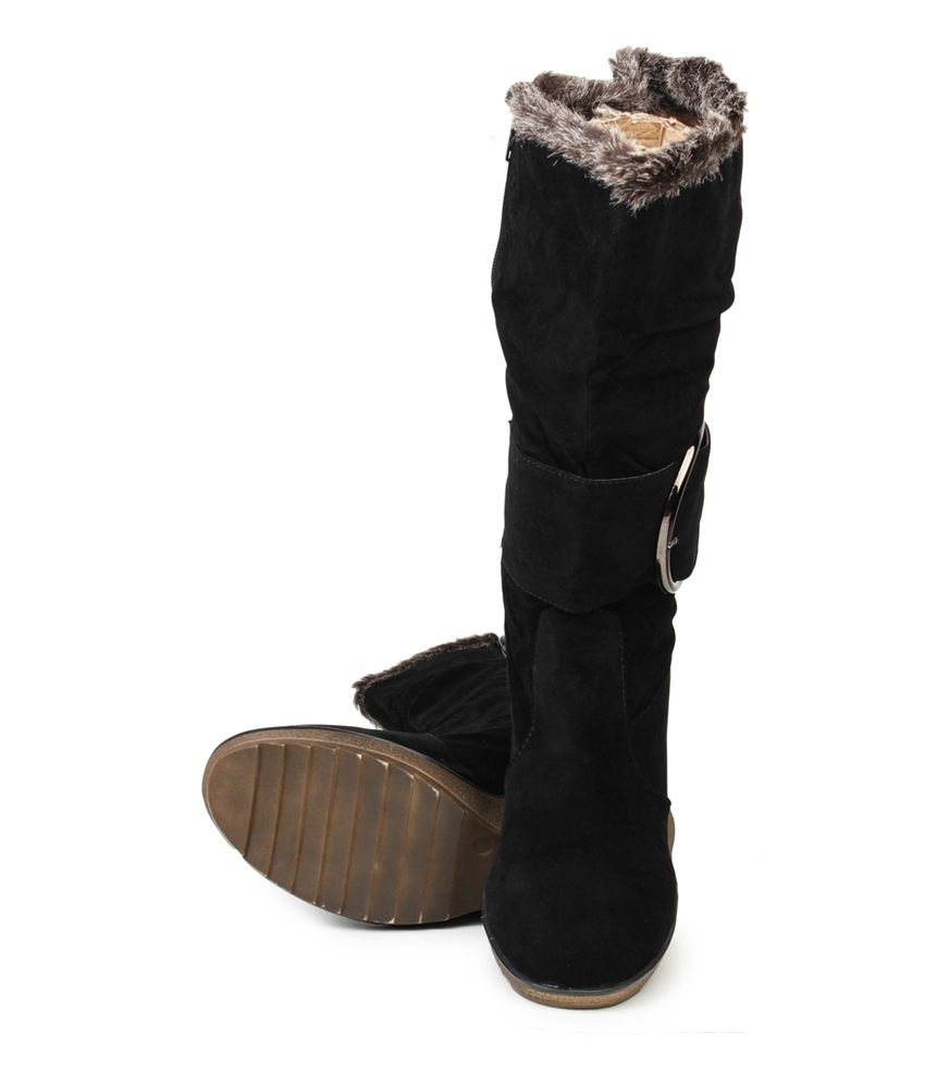 flat knee length suede boots