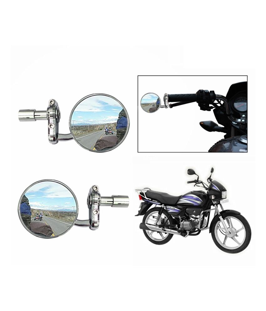 Speedwav Bike Handle Grip Rear View Mirror Chrome For Hero Splendor