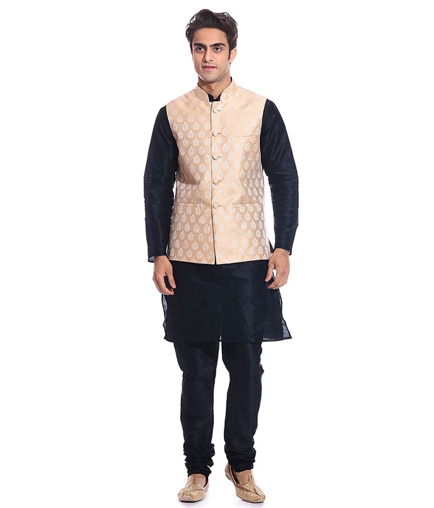 black kurta with white jacket