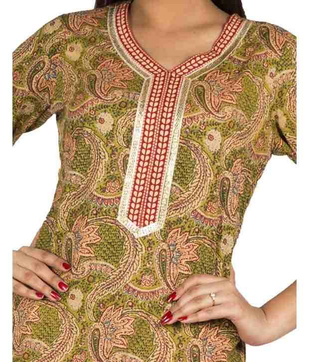 mehendi colour kurti