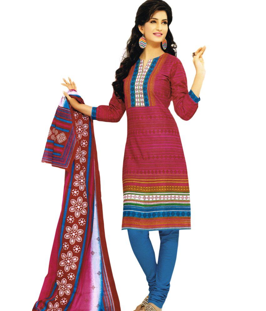 Salwar Studio Multi Color Cotton Unstitched Dress Material - Buy Salwar ...