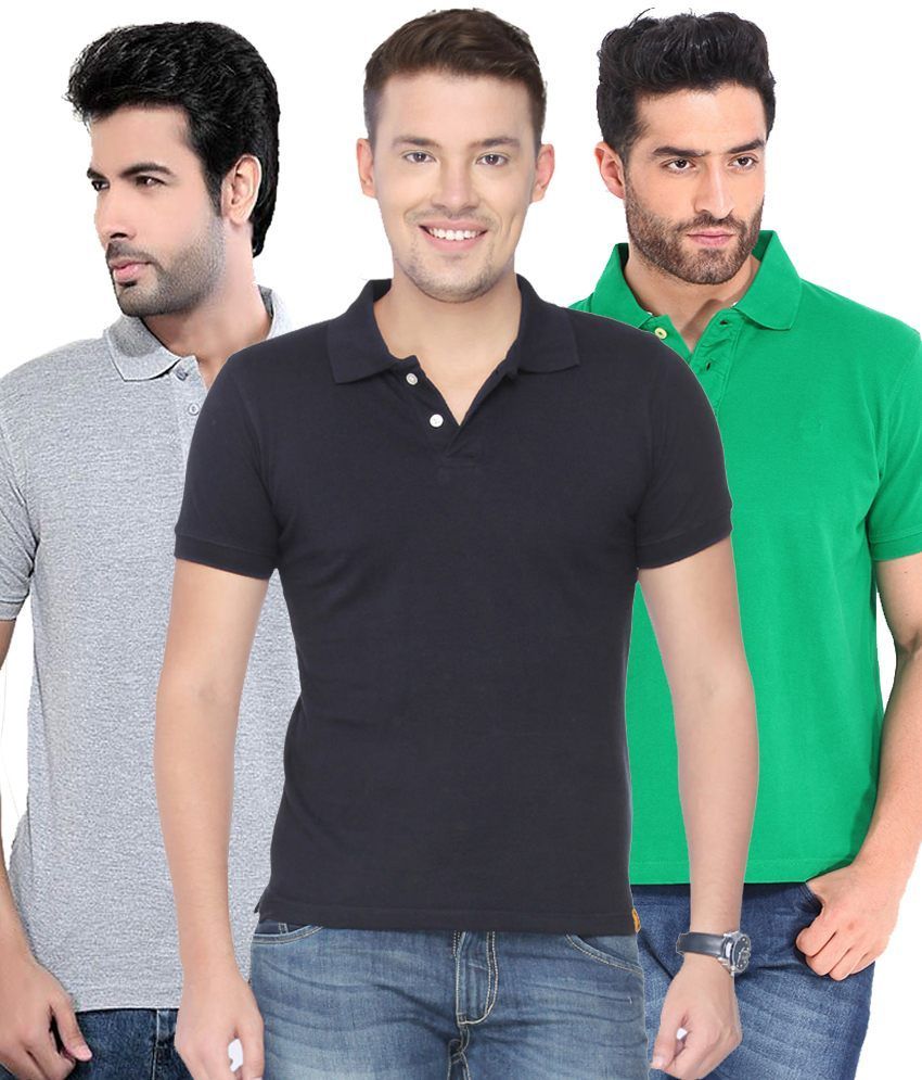     			Concepts Pack Of Green, Navy Blue,gray Polo T-shirts Pack of 3 T-shirts