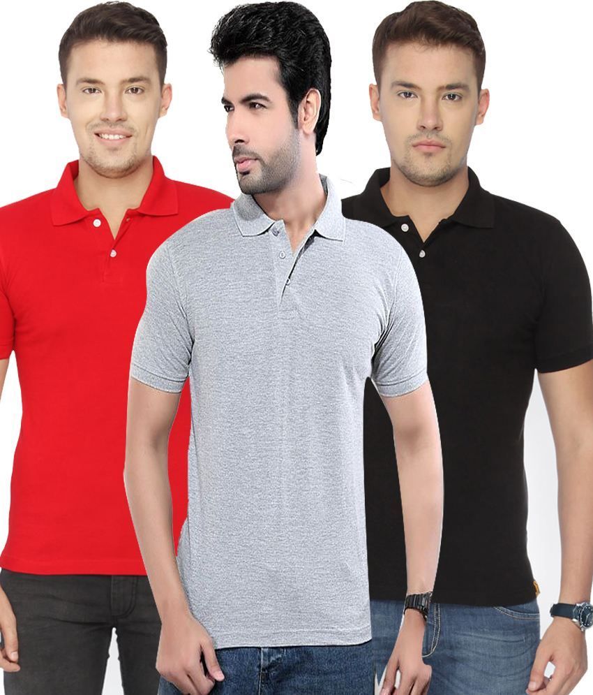     			Concepts Pack Of Red, Navy Blue,gray Polo T-shirts Pack of 3 T-shirts