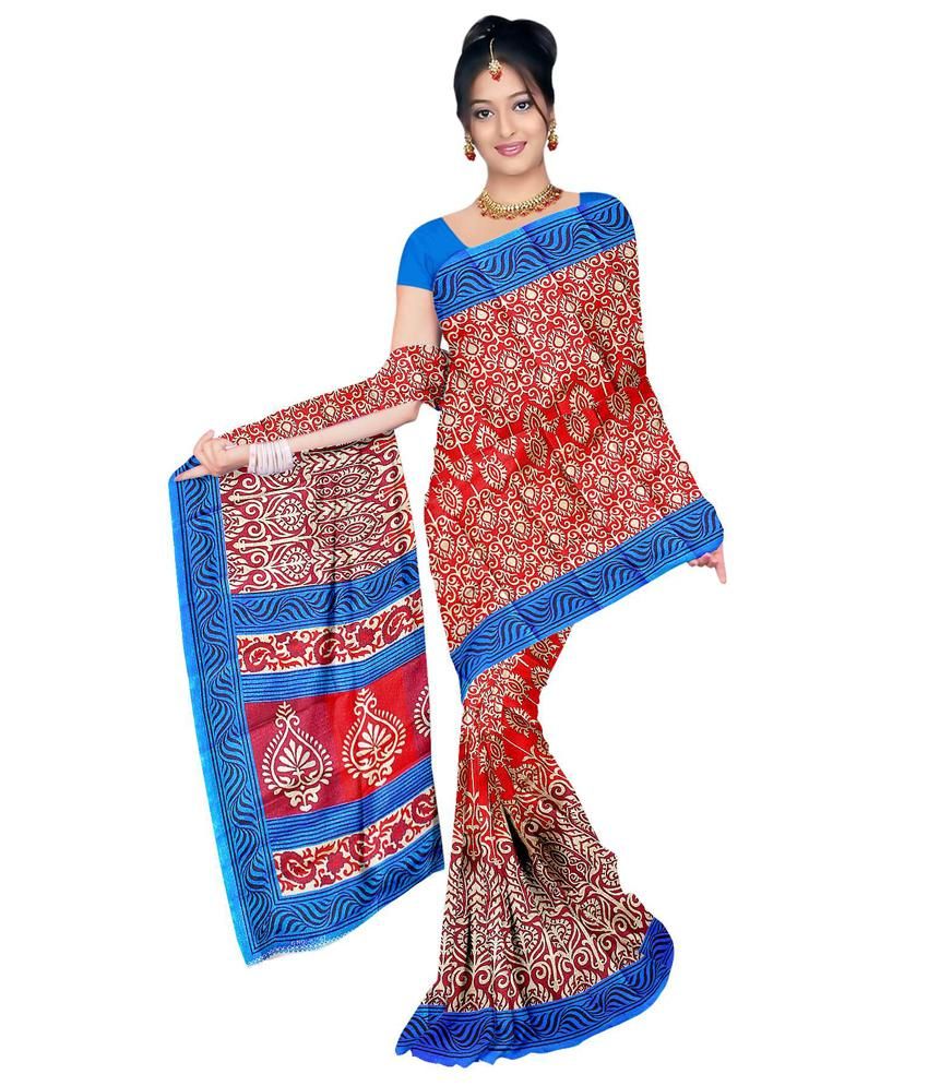 Manu Fashion Multicoloured Bhagalpuri Silk Saree Buy Manu Fashion
