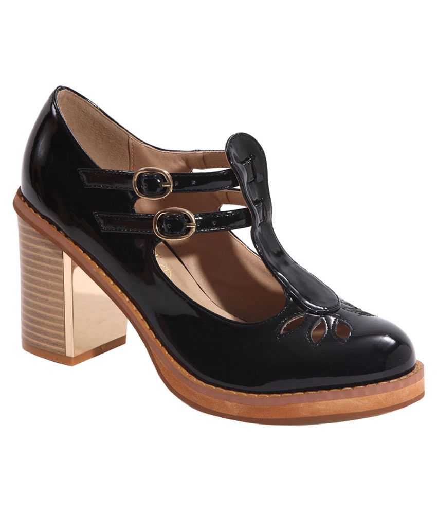 black patent heeled sandals