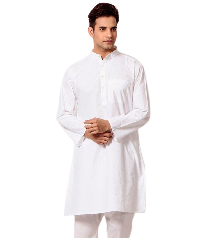 Zion White Cotton Full Sleeves Kurta Pyjama Set With Black Nehru Jacket