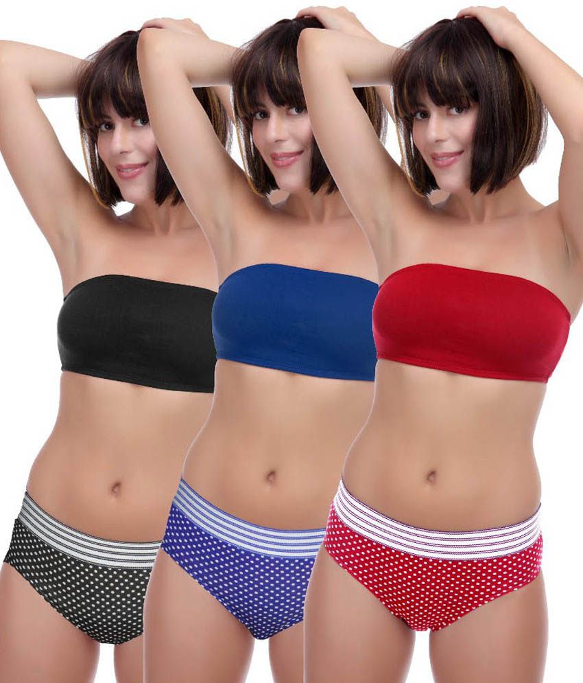     			Selfcare Multi Color Cotton Lycra Bra & Panty Sets