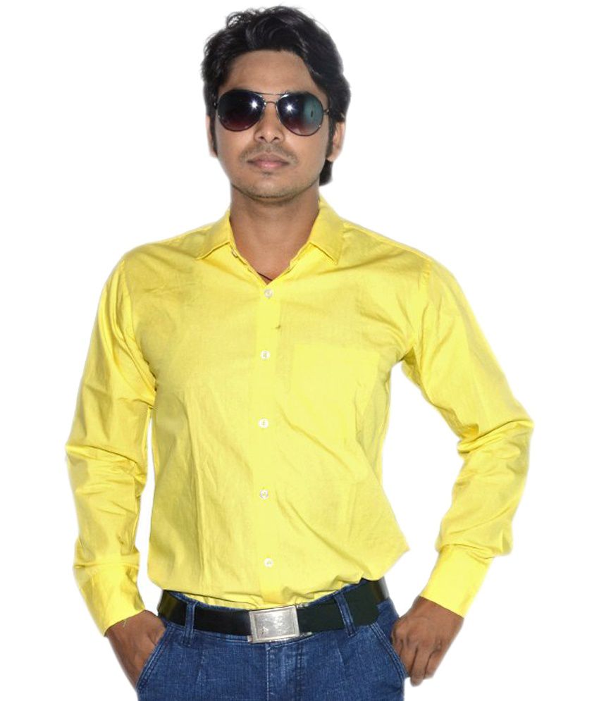 Madurai Textile Yellow Cotton Blend Formal Shirt - Buy Madurai Textile ...