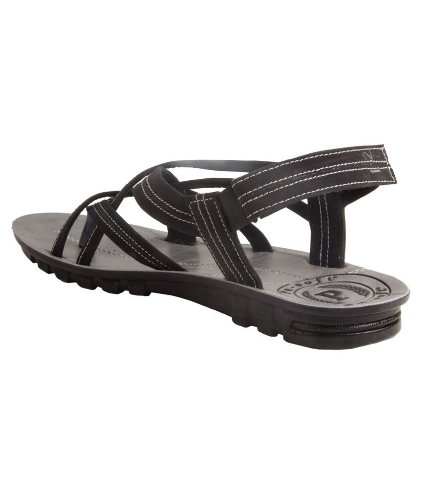 black leather velcro sandals