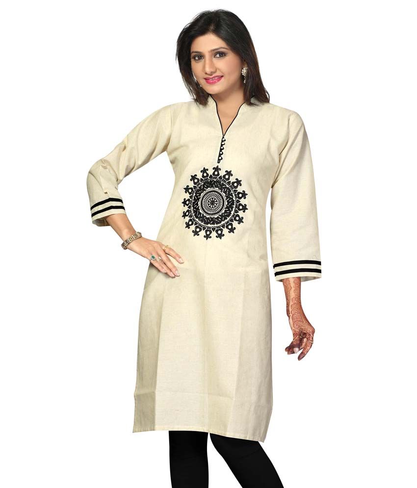 Meher Impex White Khadi Long Embroidered Kurti Buy Meher Impex White